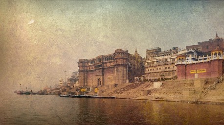 Fotografía panorámica del Río Ganges en Varanasi (antiguo Benarés), India nº13