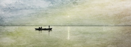 Fotografía panorámica amanecer Río Ganges en Varanasi (antiguo Benarés), India nº03