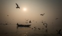 Cuadro panorámico amanecer Río Ganges en Varanasi (antiguo Benarés), India nº05