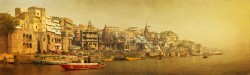Fotografía panorámica del Río Ganges en Varanasi (antiguo Benarés), India nº06