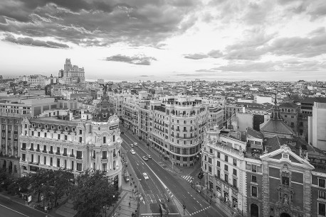 Imagen de la calle Gran vía de día de Madrid nº02 B&N