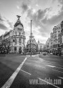 Cuadro de la Gran Vía y la Calle Alcalá de Madrid Blanco y negro nº01