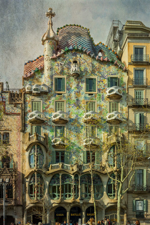 Cuadro vertical de La Casa Batlló en Barcelona nº01